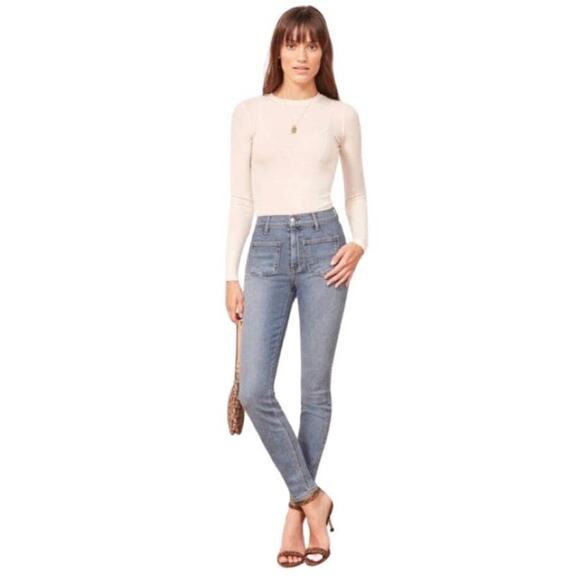 Reformation Jeans High & Skinny with front patch pockets, cropped - Picture 1 of 7